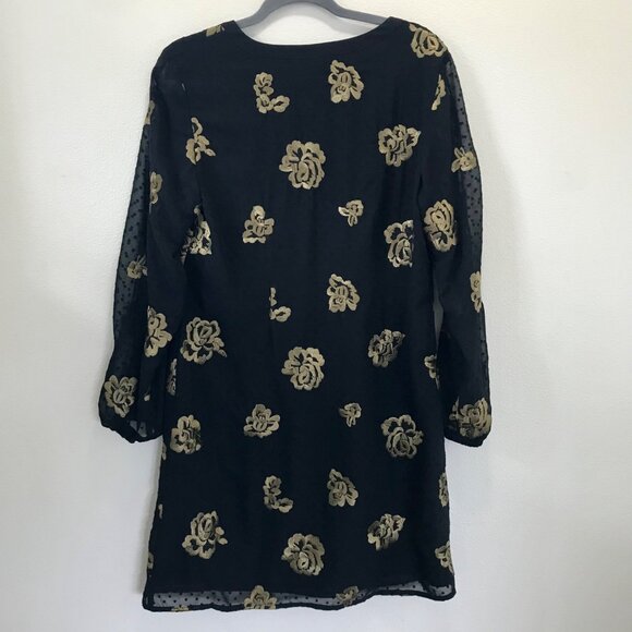 Cabi Women's Black Swiss Dot Gold Foil Occasion‎ Shift Dress Style #3697 Size S - Picture 8 of 12